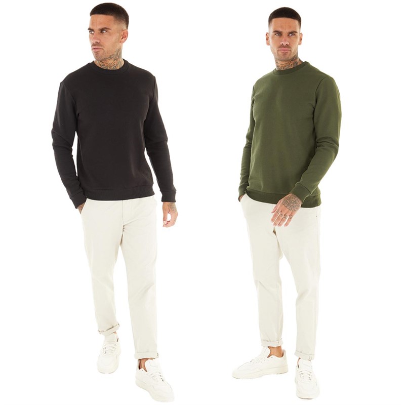 ONLY & SONS Mens Ceres Two Pack Sweatshirts Black