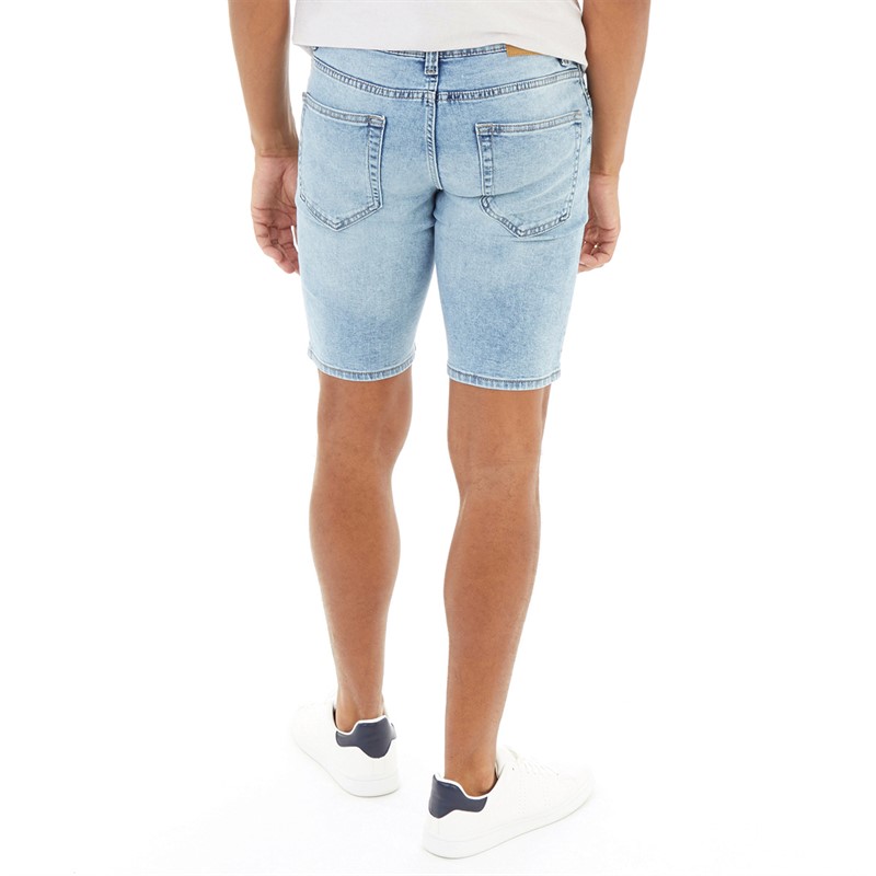 ONLY & SONS Mens Loom Destroy Denim Shorts Light Blue Denim