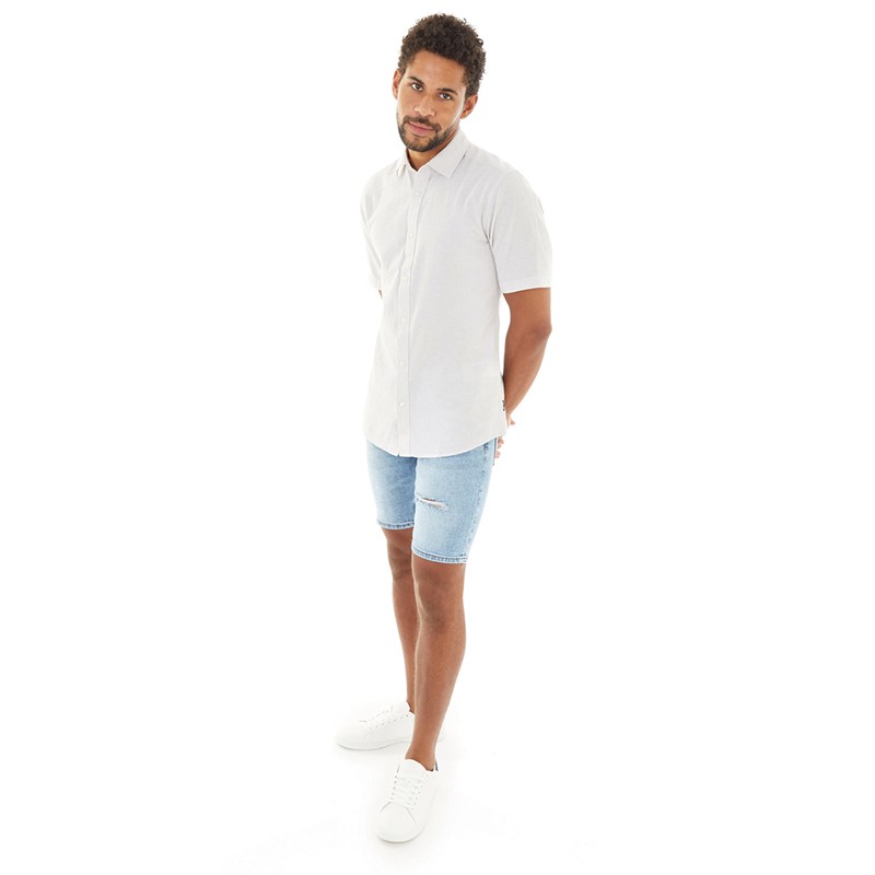 ONLY & SONS Mens Loom Destroy Denim Shorts Light Blue Denim