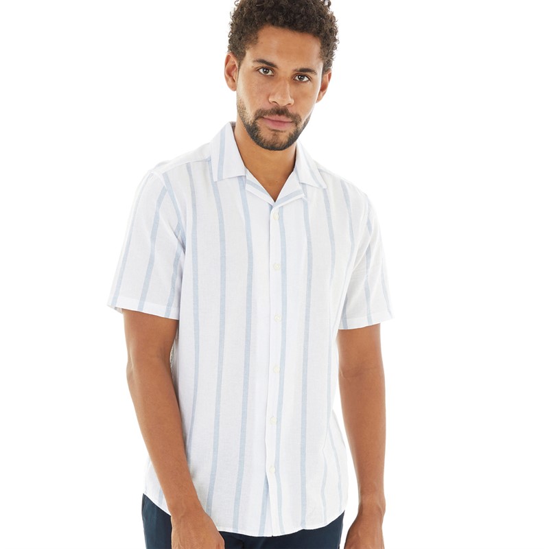 ONLY & SONS Mens Casey Short Sleeve Stripe Shirt Mountain Spring