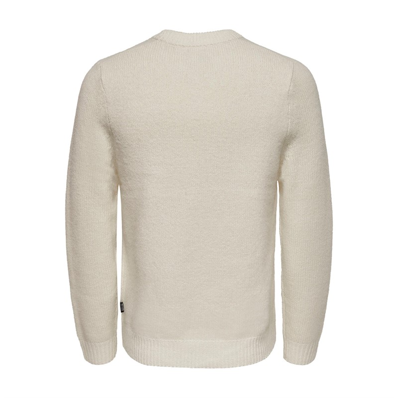 ONLY & SONS Herren Rio Rundhals Strickpullover Antik Weiß