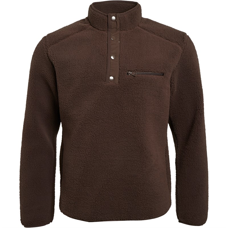 ONLY & SONS Herre Sherpa Halv-Lynlås Fleece Chokoladebrun