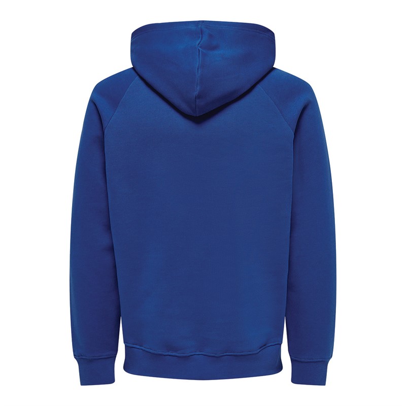ONLY & SONS Męskie Brice Bluzy z kapturami Niebieski