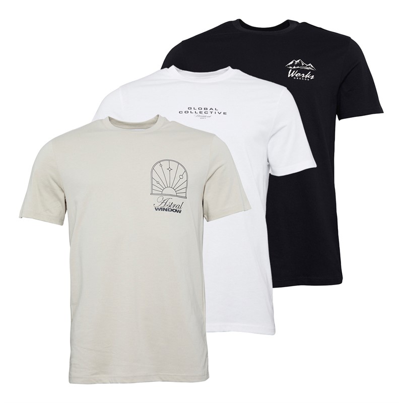 ONLY & SONS Mens Nature Three Pack T-Shirts White