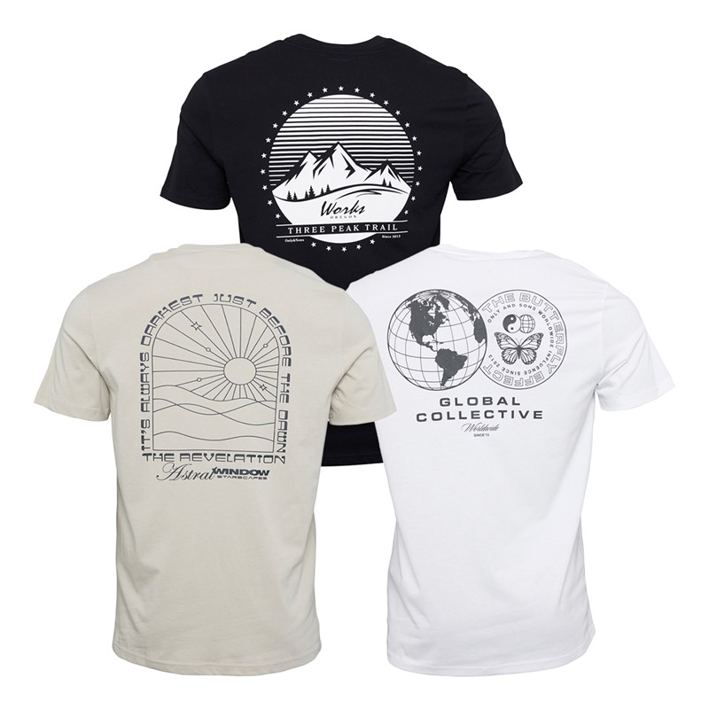 ONLY & SONS Mens Nature Three Pack T-Shirts White