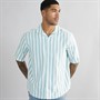 ONLY & SONS Herren Tes Relax Baumwoll Slub Streifen Kurzarm Hemd Seaspray Streifen