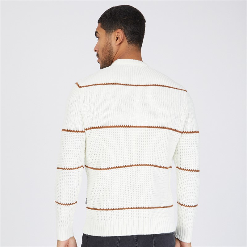 ONLY & SONS Mens Textured Crew Neck Knitted Jumper White