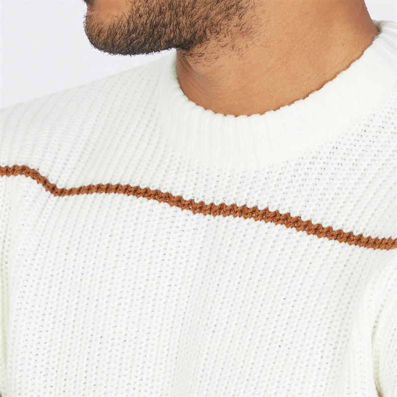 ONLY & SONS Mens Textured Crew Neck Knitted Jumper White