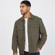 ONLY & SONS Mens Oversized Check Shirt With Chest Pockets Green