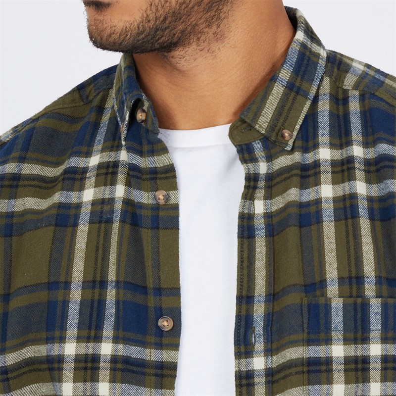 ONLY & SONS Mens Brushed Check Shirt Green