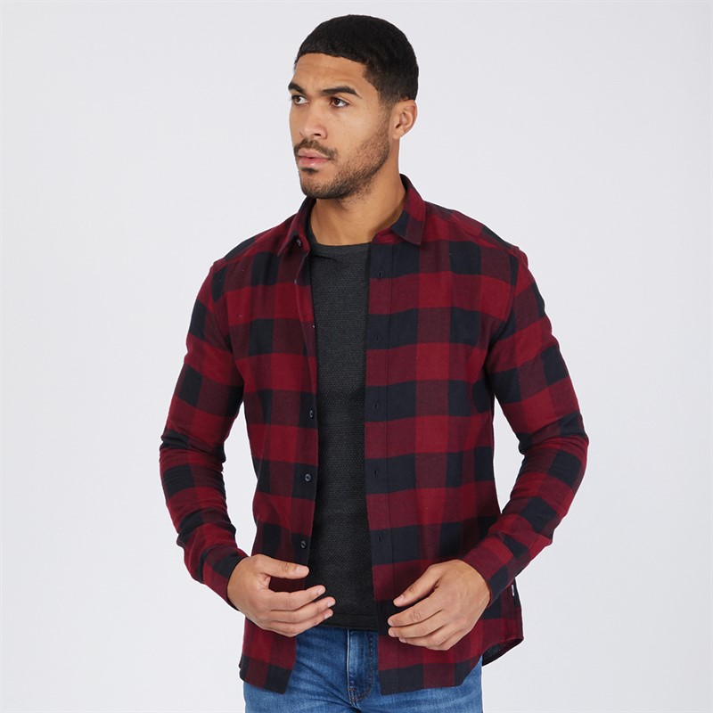 ONLY & SONS Mens Buffalo Check Shirt Red