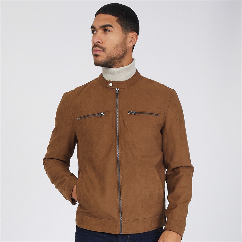 ONLY & SONS Mens Willow Faux Suede Jacket Cognac