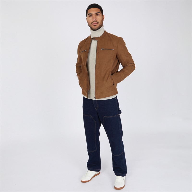 ONLY & SONS Mens Willow Faux Suede Jacket Cognac