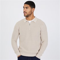 ONLY & SONS Mens Matteo Long Sleeve Zip Polo Silver Lining