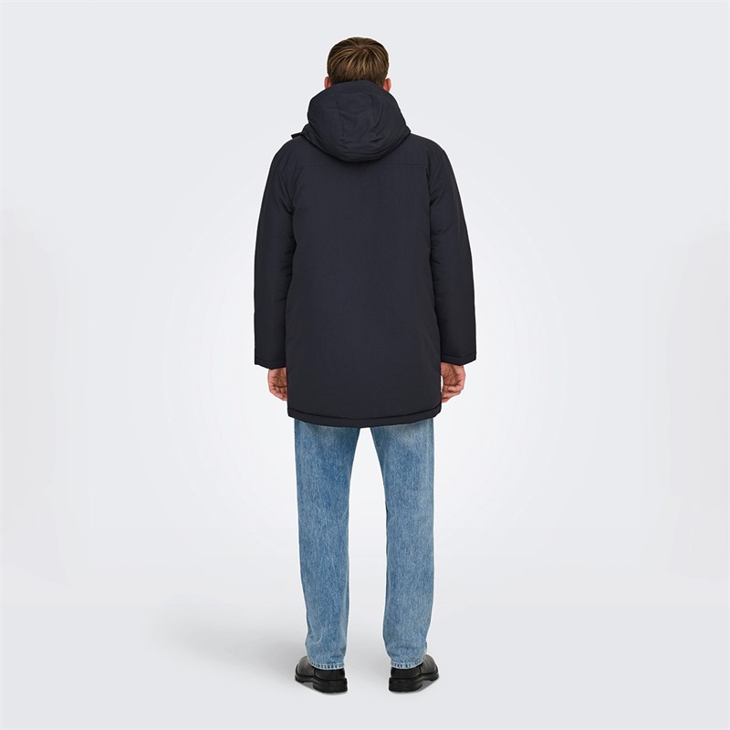 ONLY & SONS Mens Global Parka Jacket Dark Navy
