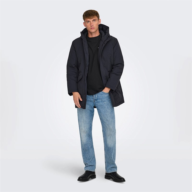 ONLY & SONS Mens Global Parka Jacket Dark Navy