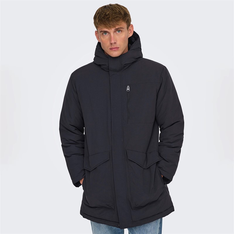 ONLY & SONS Mens Global Parka Jacket Dark Navy