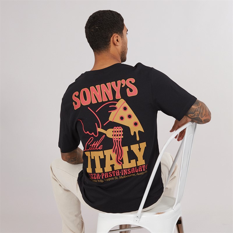 ONLY & SONS Mens Tristan Relax T-Shirt Black/Sonnys Italy - Size XXL