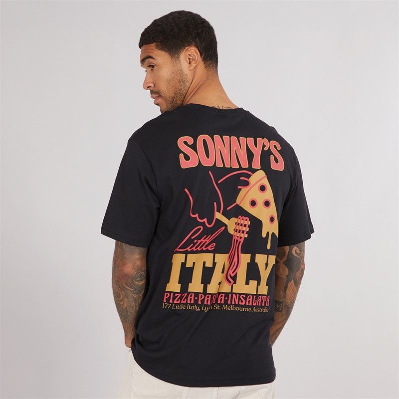 ONLY & SONS Mens Tristan Relax T-Shirt Black/Sonnys Italy