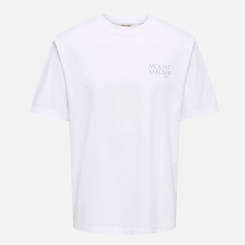 ONLY & SONS Mens Tristan Relax T-Shirt Bright White/Mount Yakushi