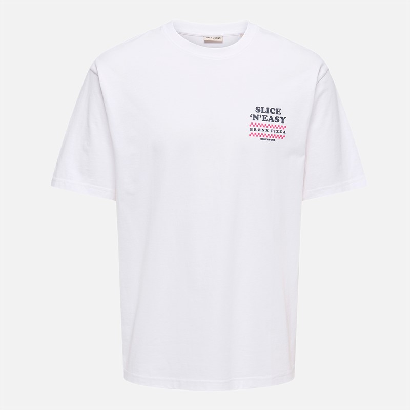 ONLY & SONS Mens Tristan Relax T-Shirt Bright White/Slice N Easy
