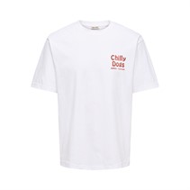 ONLY & SONS Mens Tristan Relax T-Shirt Bright White/Chilli Dogs