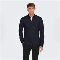 ONLY & SONS Mens Robin Long Sleeve Stretch Shirt Dark Navy