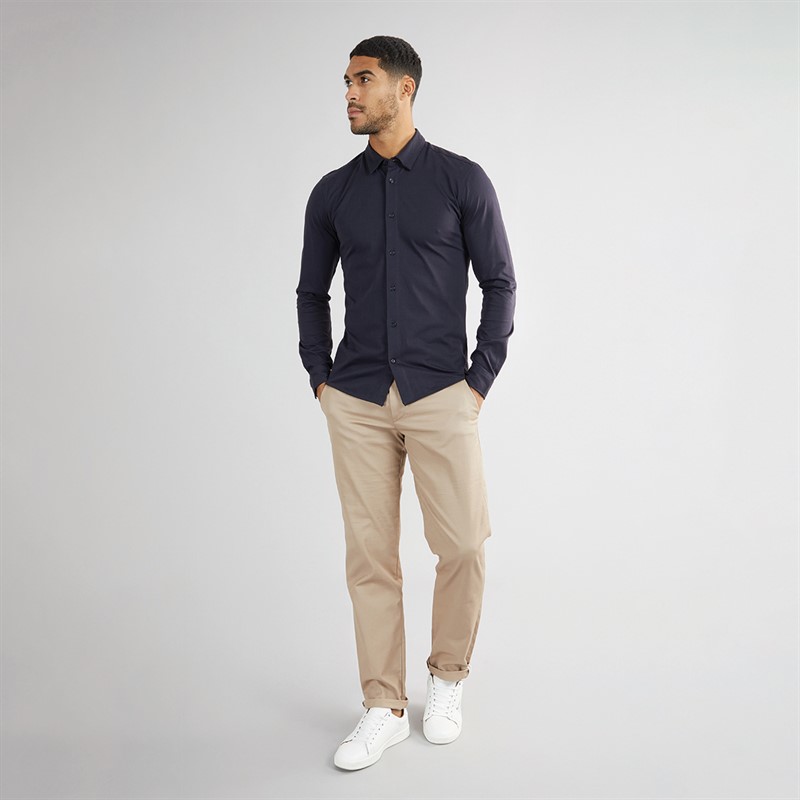 ONLY & SONS Mens Robin Long Sleeve Stretch Shirt Dark Navy
