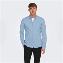 ONLY & SONS Mens Robin Long Sleeve Stretch Shirt Cashmere Blue