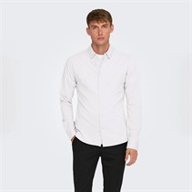 ONLY & SONS Mens Robin Long Sleeve Stretch Shirt Bright White