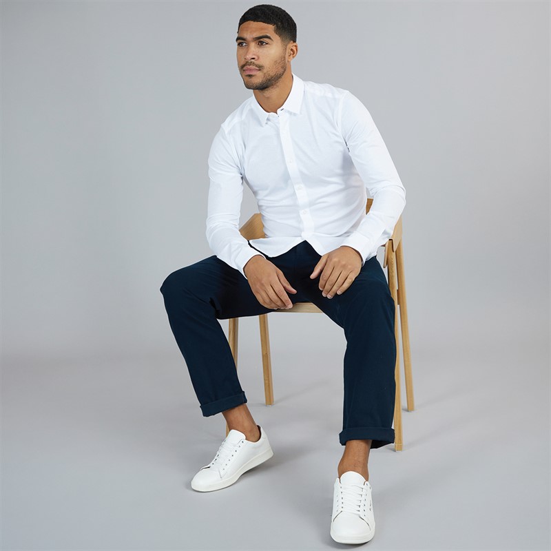 ONLY & SONS Mens Robin Long Sleeve Stretch Shirt Bright White