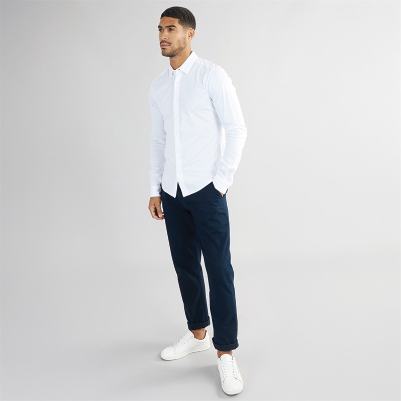 ONLY & SONS Mens Robin Long Sleeve Stretch Shirt Bright White