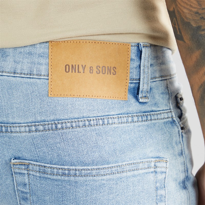 ONLY & SONS Mens Loom LB 2529 Slim Fit Jeans Light Blue Denim