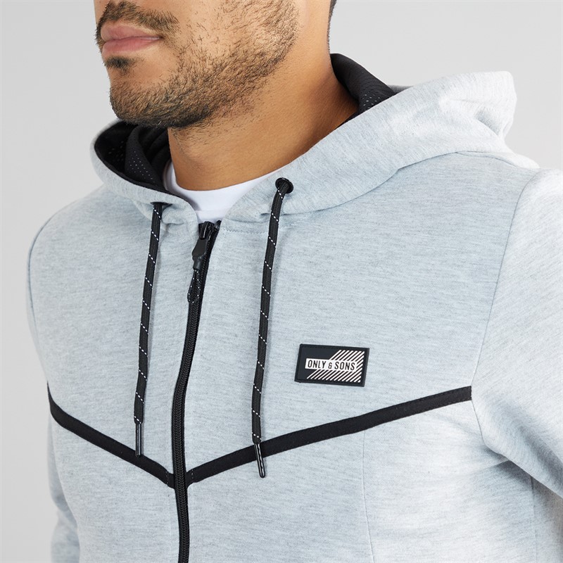 ONLY & SONS Mens Liam Hoodie Light Grey Melange