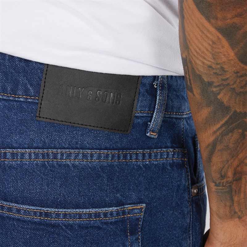 ONLY & SONS Heren Edge Rechte Spijkerbroek Donkerblauw Denim