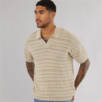 ONLY & SONS Mens Grayson Chochet Polo Silver Lining