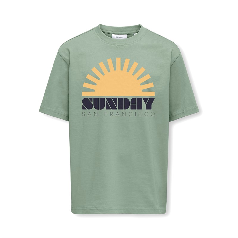 ONLY & SONS Junge Fred Malto Life T Shirt Iceberg Green