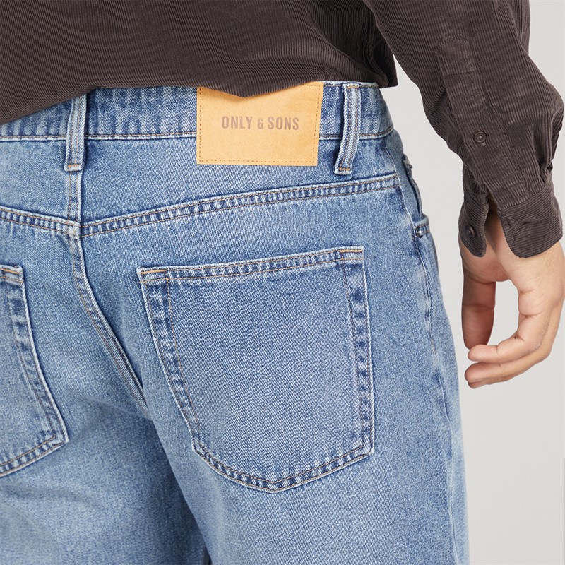 ONLY & SONS Mens Edge Straight Fit Jeans Dark Blue Denim