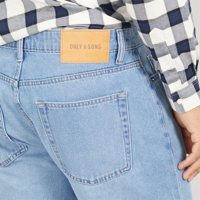 ONLY & SONS Mens Edge Straight Fit Jeans Medium Blue Denim