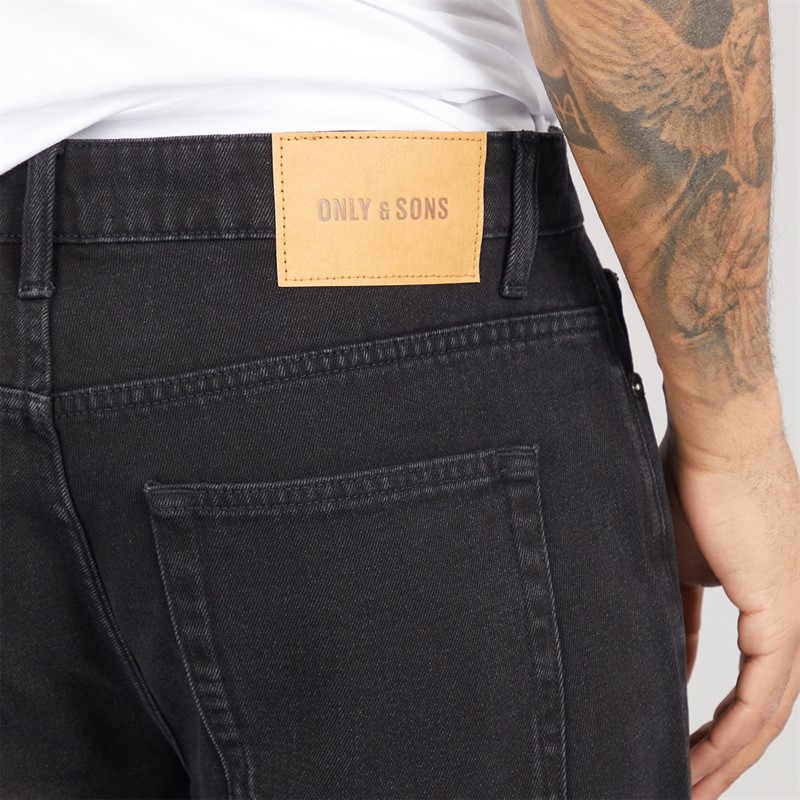 ONLY & SONS Mens Edge Straight Fit Jeans Black Denim