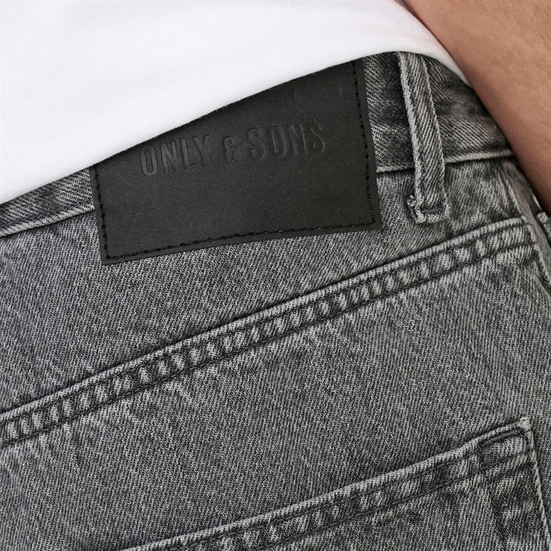 ONLY & SONS Mens Tye Loose Tape Jeans Medium Grey Denim