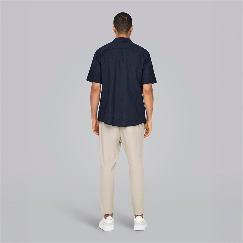 ONLY & SONS Mens Caiden Sol Res Short Sleeve Shirt Night Sky