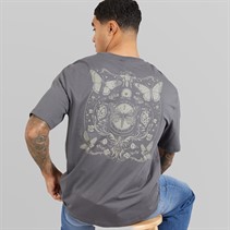 ONLY & SONS Mens Tristan Relaxed T-Shirt Grey Pinstripe/Butterflies