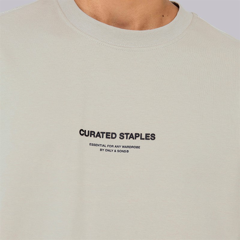 ONLY & SONS Mens Curated Relaxed T-Shirt Silver Lining