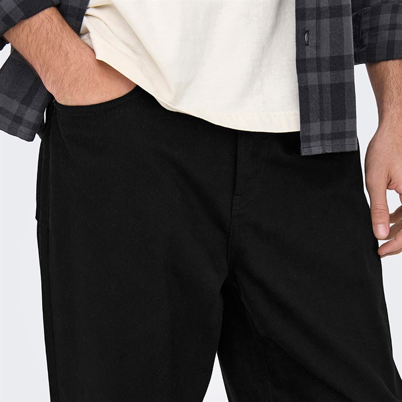 ONLY & SONS Jeansy z efektem sprania dla niego kolor Black Denim