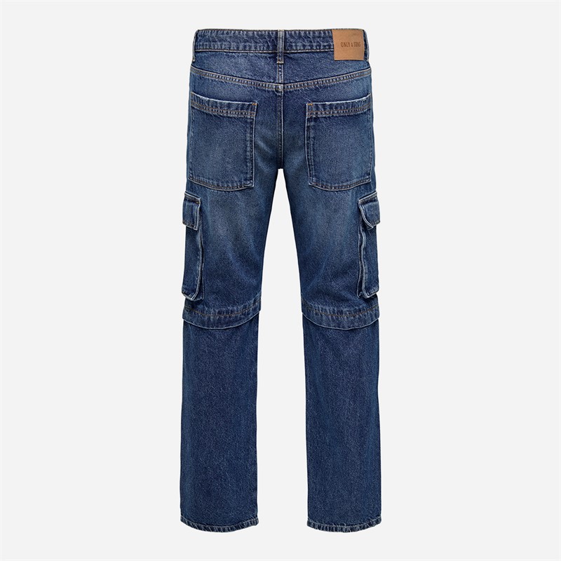 ONLY & SONS Edge proste jeansy dla niego kolor Dark Blue Denim