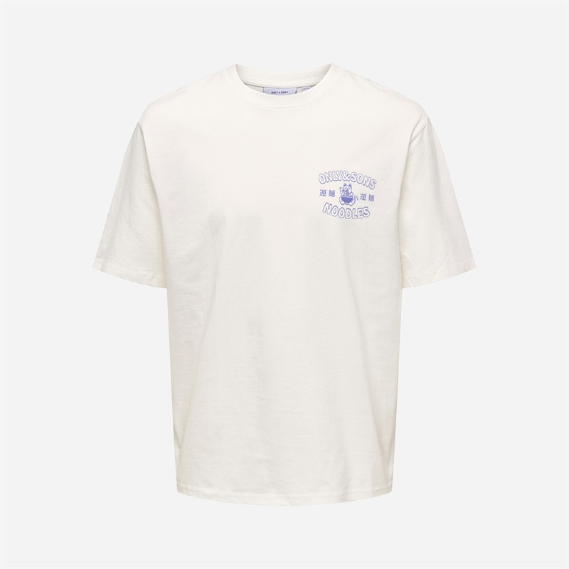 ONLY & SONS Herren Catisfaction T Shirt Relaxed Fit Cloud Dancer