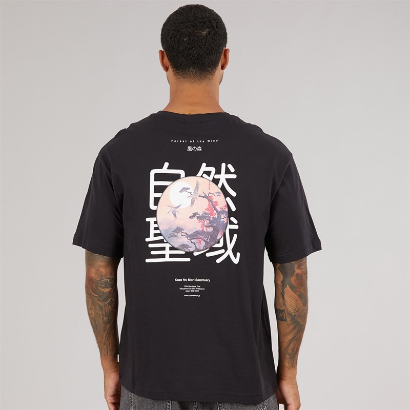 ONLY & SONS Mens Tristan Relaxed Mori T-Shirt Black Onyx