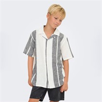 ONLY & SONS Junge Caiden Kurzarm Leinenhemd Cloud Dancer