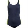 Speedo Womens Boom Logo Splice Muscleback Swimsuit Navy/Green